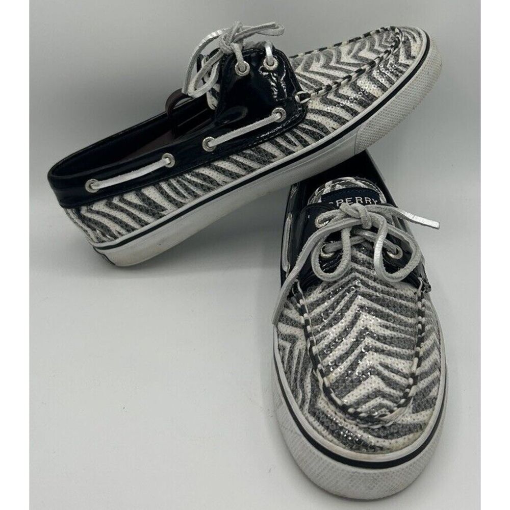 Sperry Top Sider Women's Bahama 2 Eye Black/White Zebra Boat Show Size 7.5M